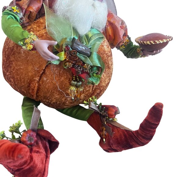 Mark Roberts Fairy Elf Pumpkin Velvet Glitter Bling Collectible Holidaycore - Picture 8 of 9